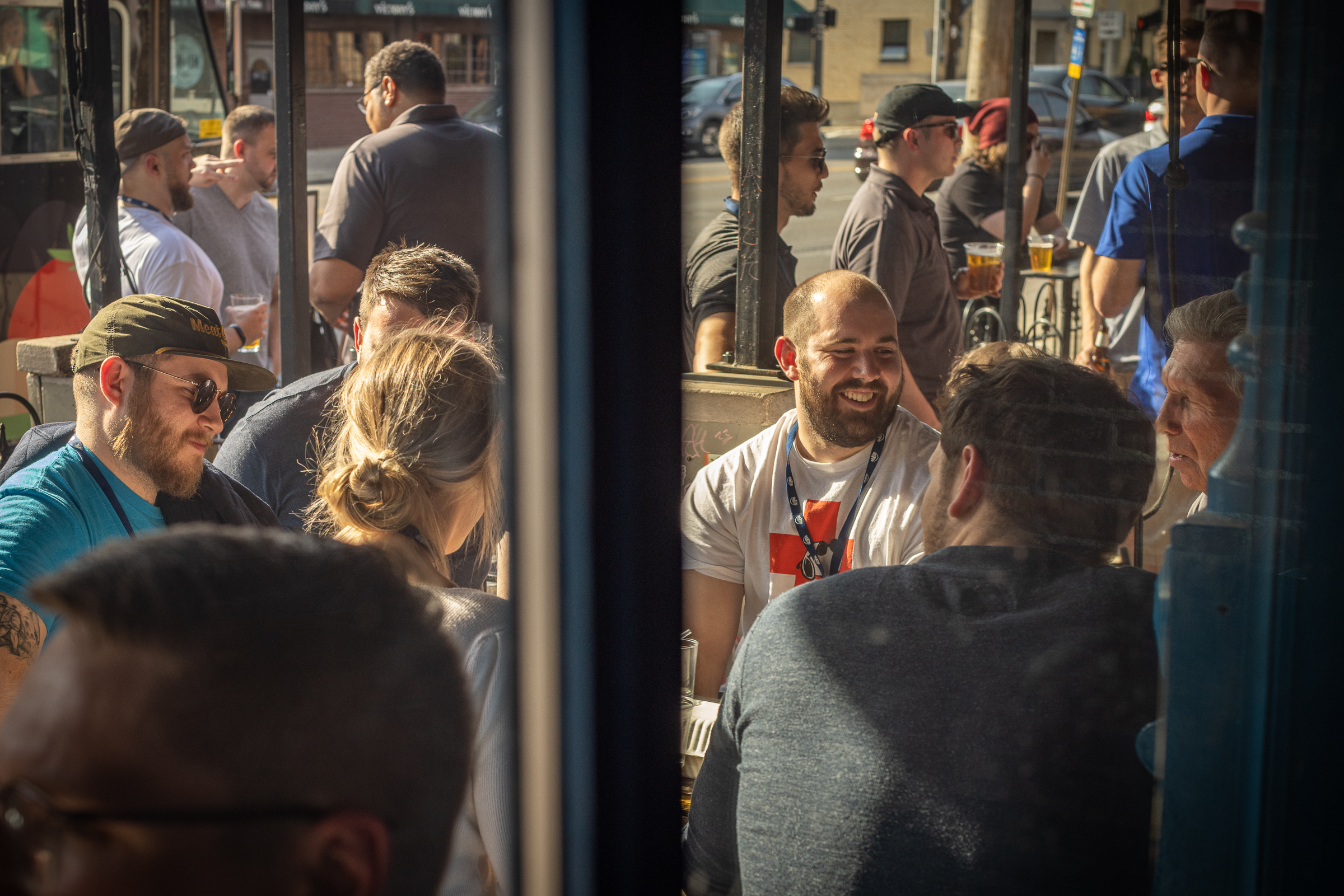 teammates at happy hour in downtown Columbus, Ohio