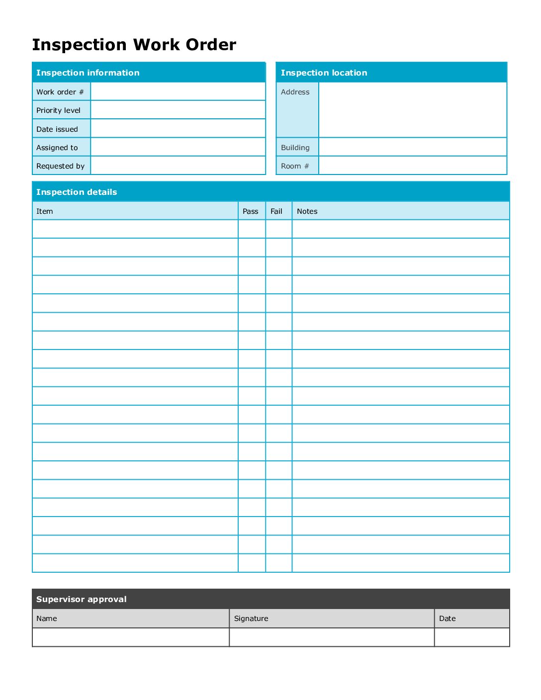 Inspection Work Order Template