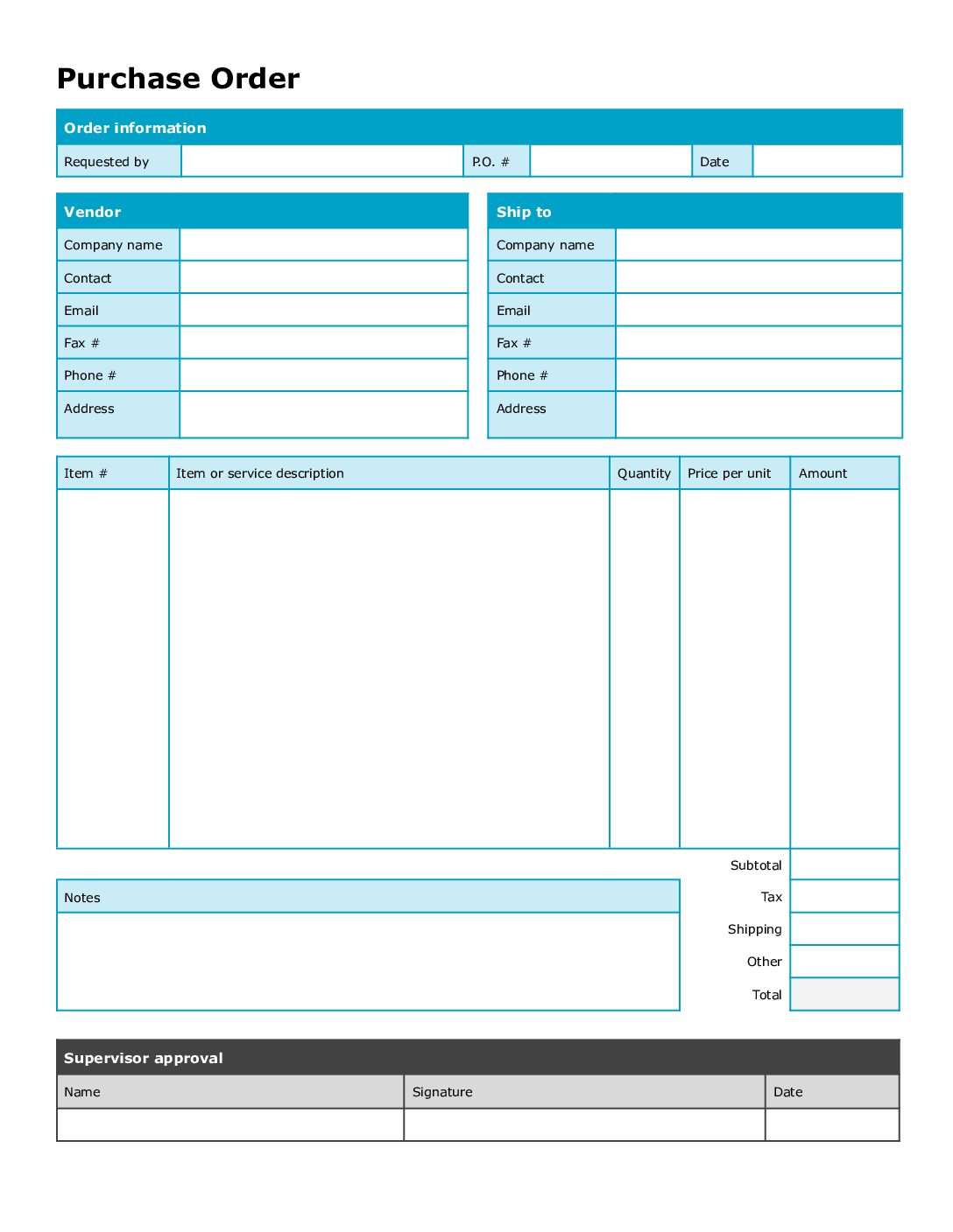 Purchase Order Template