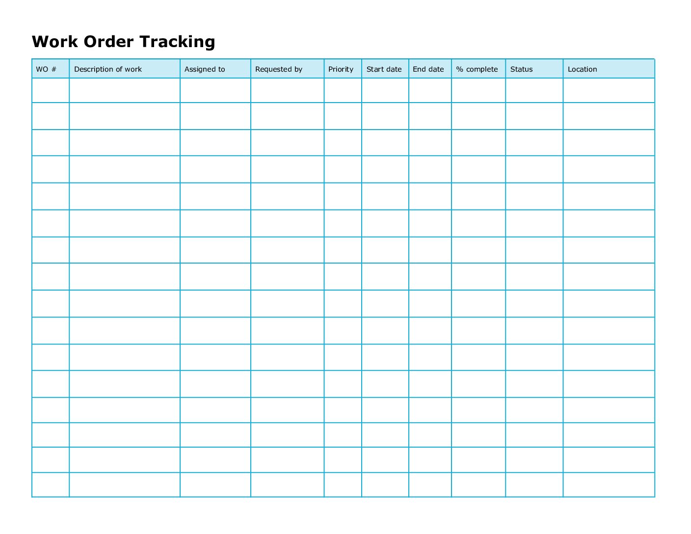 Work Order Tracking Template